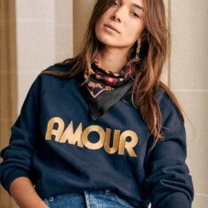 Sezane Navy Sweatershirt | XS